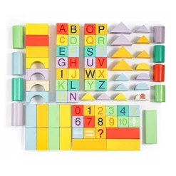 Houten Bouwblokken Kleur, 84st.