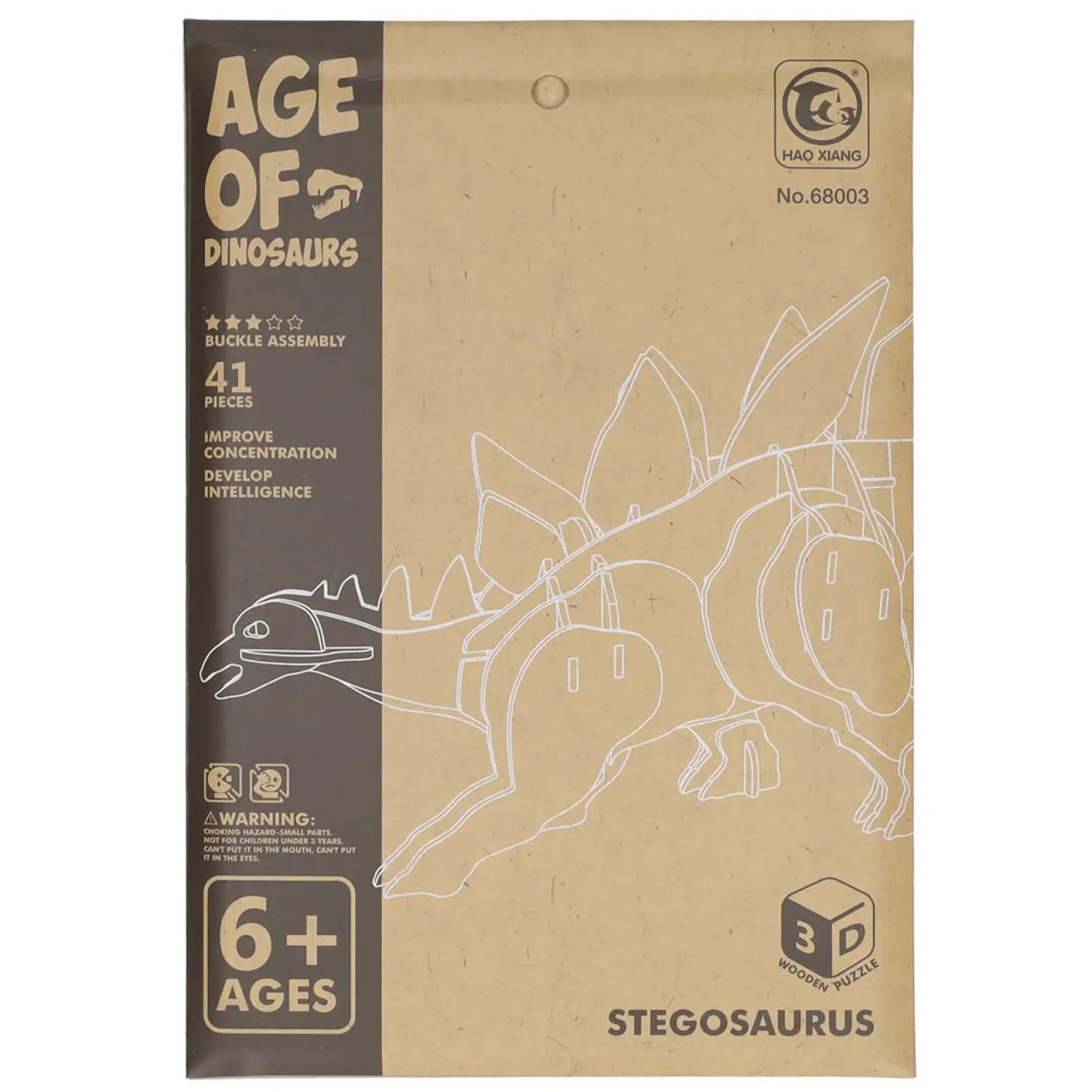 Houten Bouwpakket Dino 3D Stegosaurus