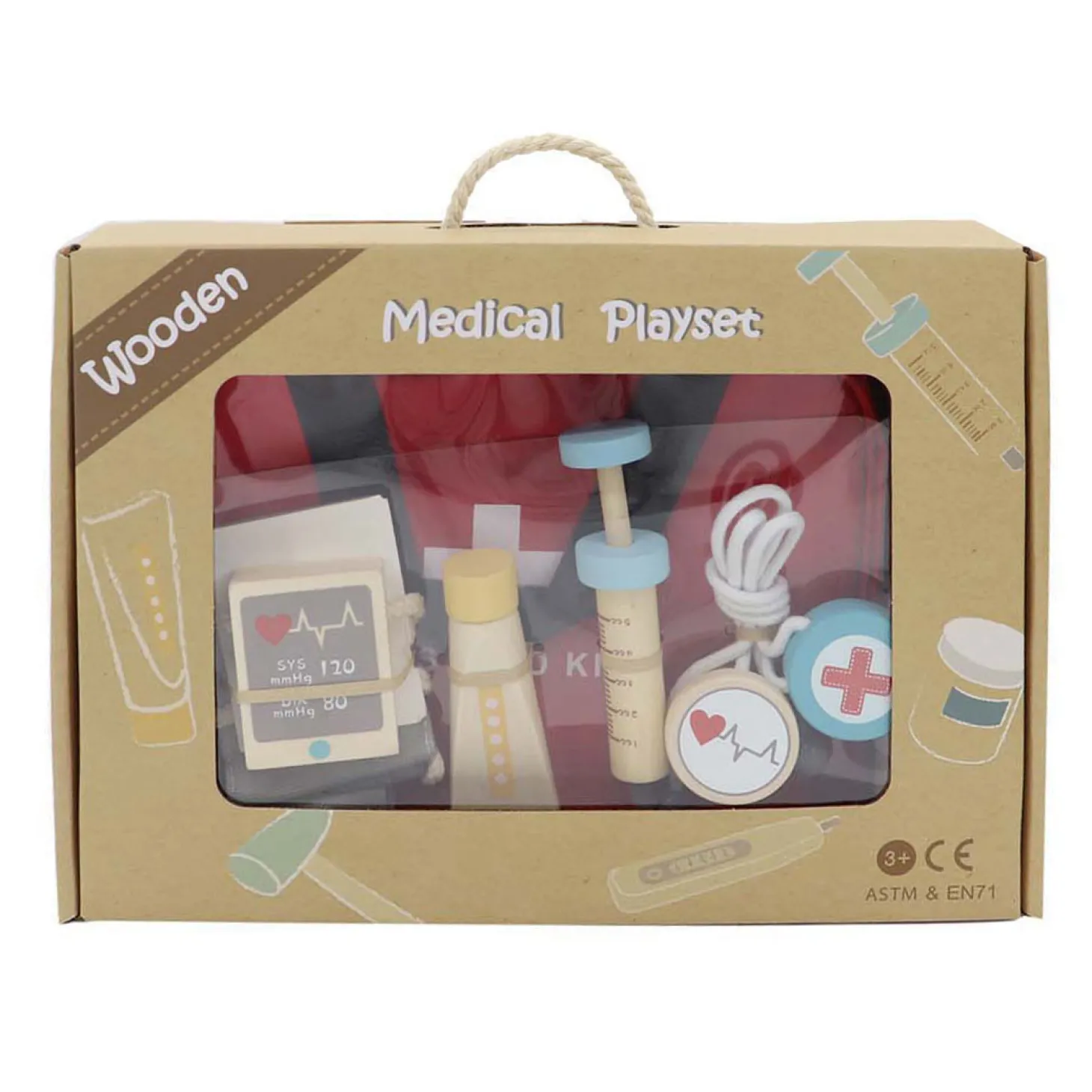 Houten Dokter Speelset in Tas - 14 dlg.