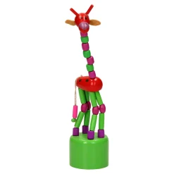 Houten Drukpop Giraffe Gekleurd