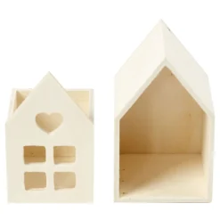 Houten Huis met Lade, 10,8cm