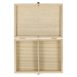 Houten Kaarten Kist met 2 Vakken en Klepdeksel