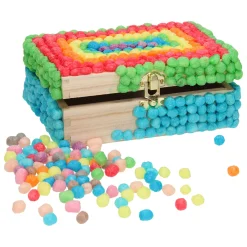 Houten Kaarten Kist met 2 Vakken en Klepdeksel