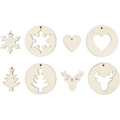 Houten Kersthangers 2in1, 8st.