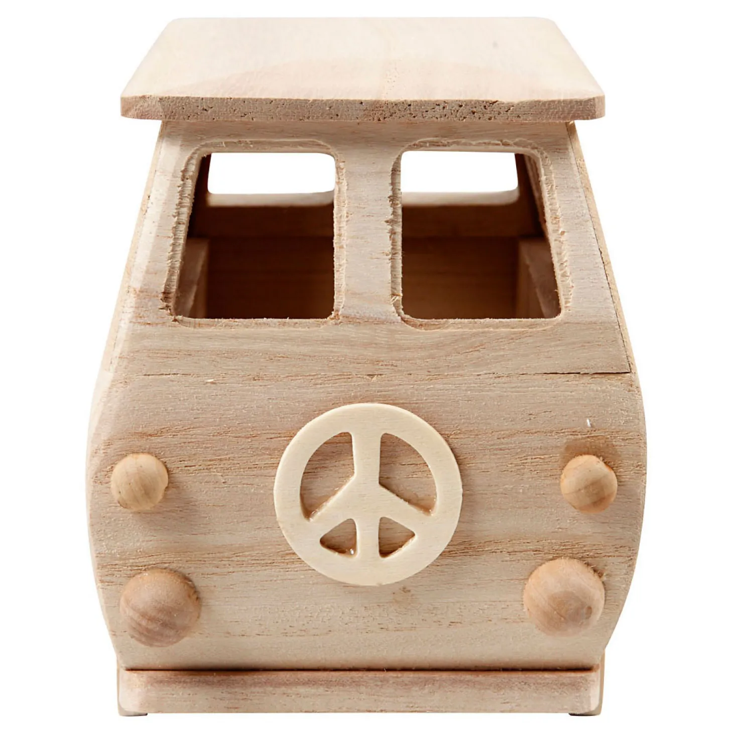 Houten Mini Bus, 17x10x13cm