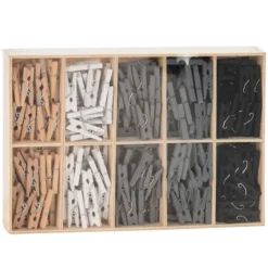 Houten Mini Knijpers Grijstinten, 5 Kleuren