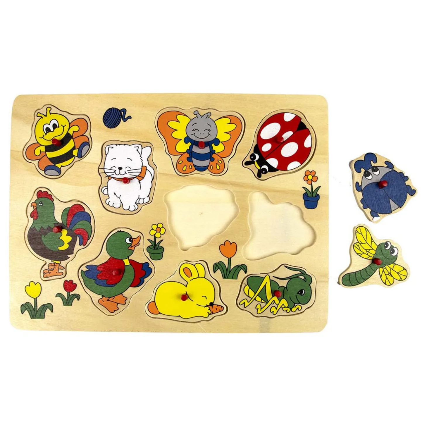 Houten Noppenpuzzel Dieren om het Huis, 10st