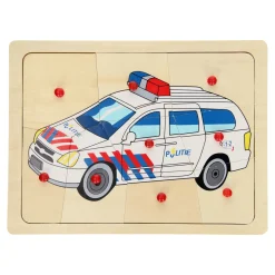 Houten Noppenpuzzel Politie, 9st.