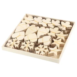 Houten Ornamenten Kerst Thema Divers, 90st.