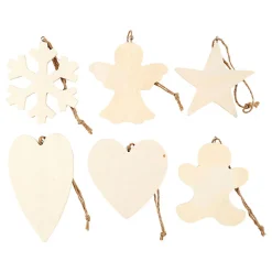 Houten Ornamenten Kerst Thema Divers, 90st.