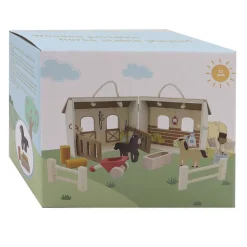 Houten Paardenstal Speelset Draagbaar, 13dlg.