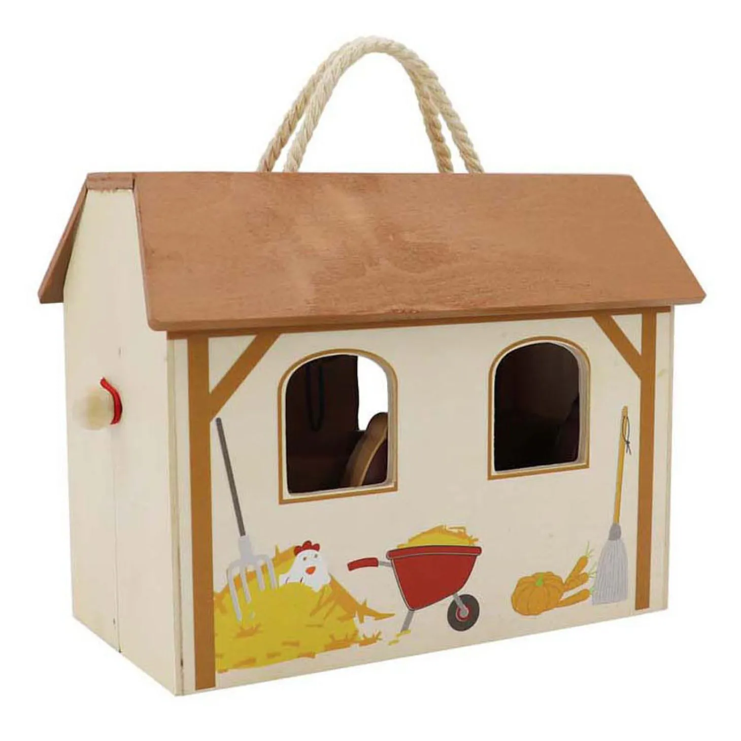 Houten Paardenstal Speelset Draagbaar, 13dlg.