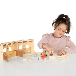 Houten Paardenstal Speelset Draagbaar, 13dlg.