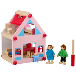 Houten Poppenhuis met Accessoires, 30dlg.