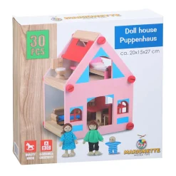 Houten Poppenhuis met Accessoires, 30dlg.