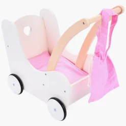 Houten Poppenloopwagen Roze/Wit