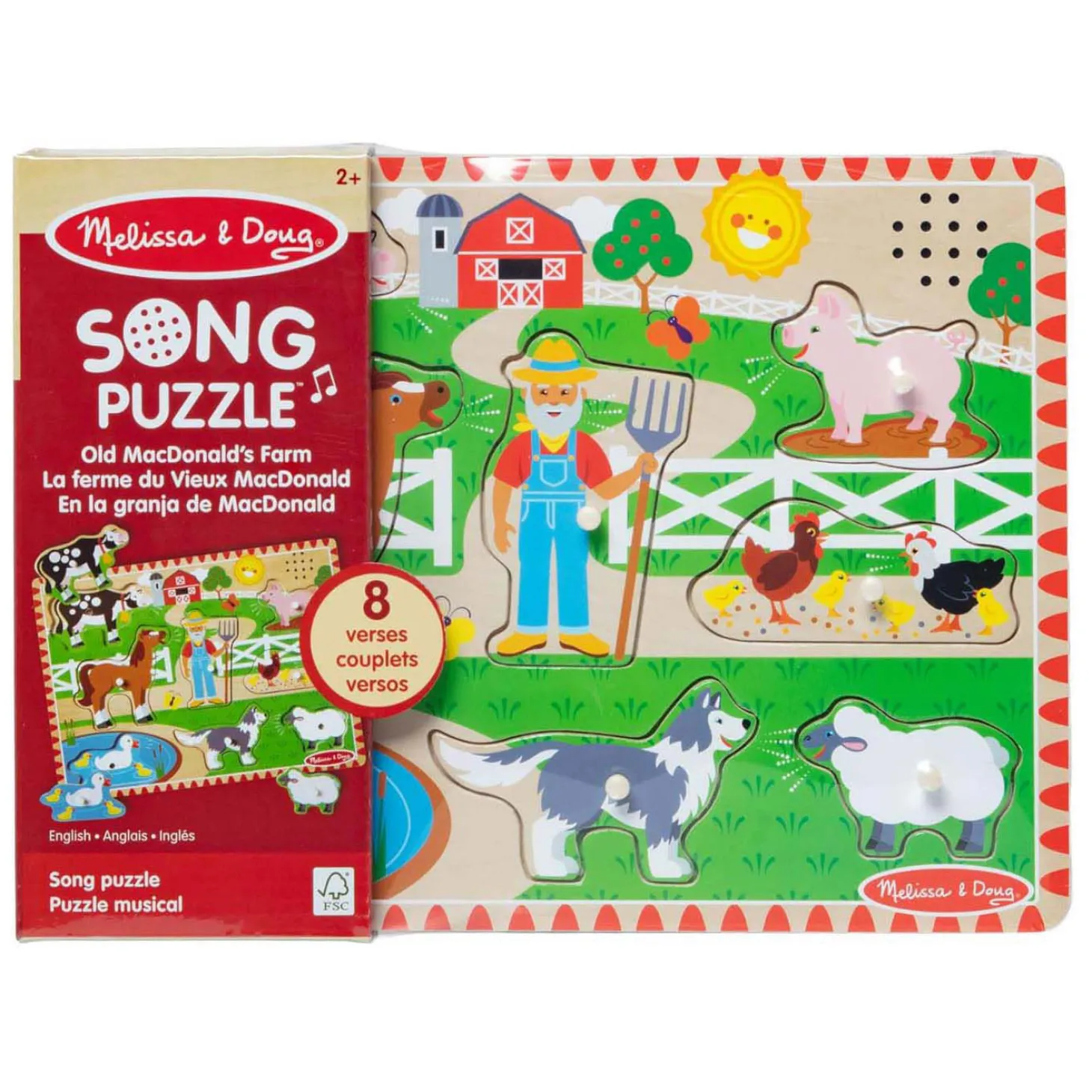 Houten Puzzel met Geluiden - Old MacDonald's Boerderij