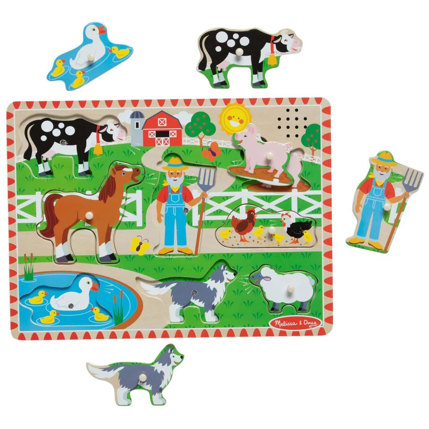 Houten Puzzel met Geluiden - Old MacDonald's Boerderij