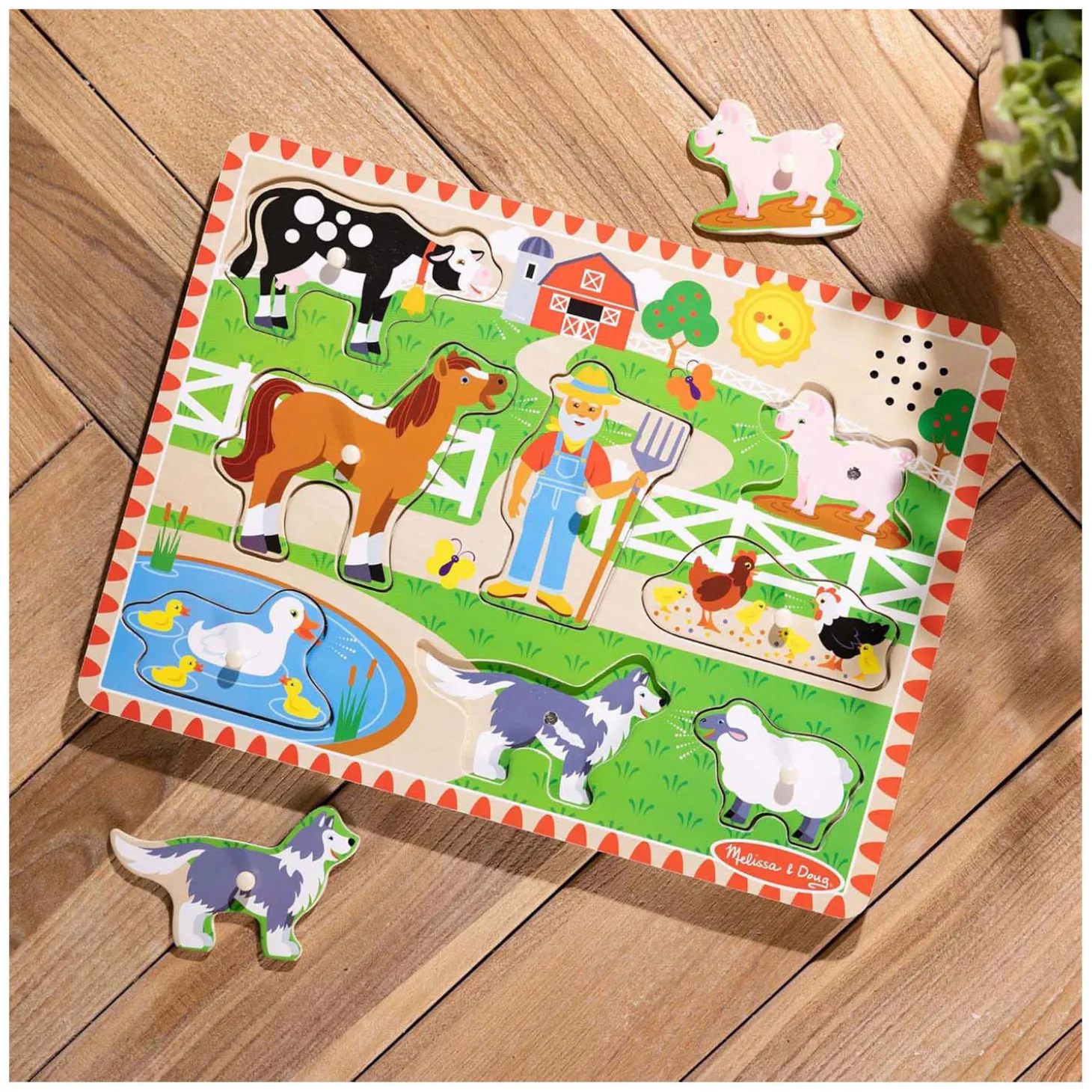 Houten Puzzel met Geluiden - Old MacDonald's Boerderij