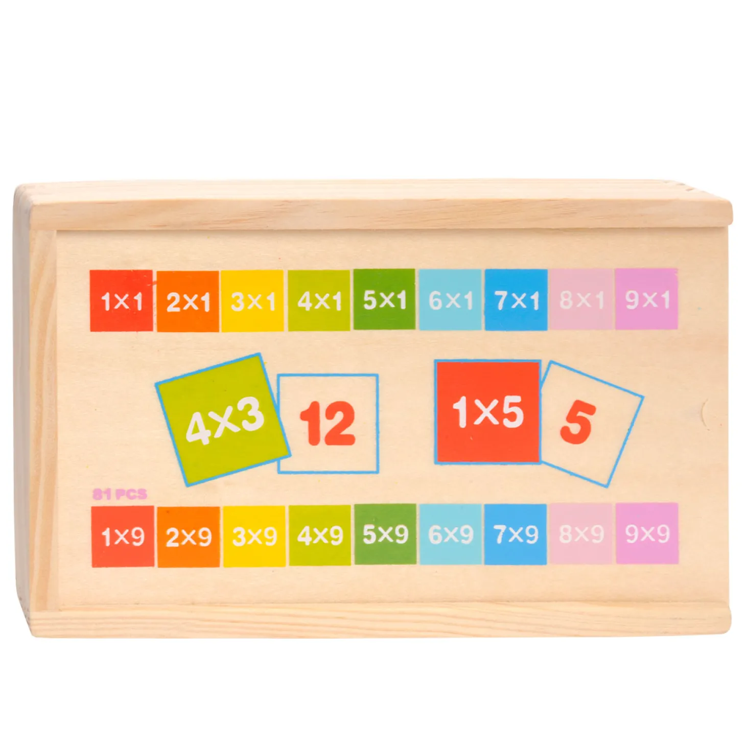 Houten Rekendomino - Vermenigvuldigen, 81dlg.