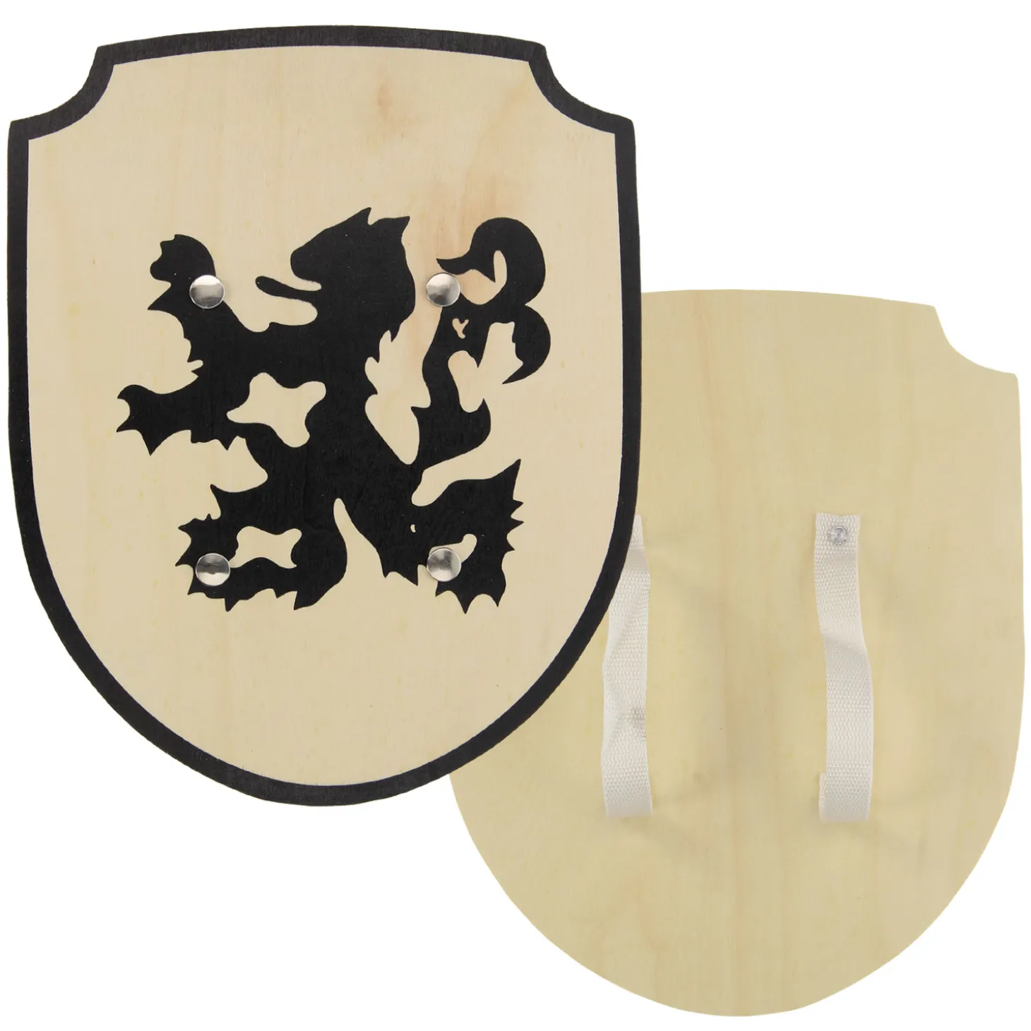 Houten Schild Leeuw met Stoffen Handvat