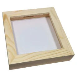 Houten Spaarpot Plexiglas met Witte Achterkant Middel