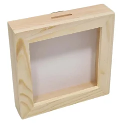 Houten Spaarpot Plexiglas met Witte Achterkant Klein