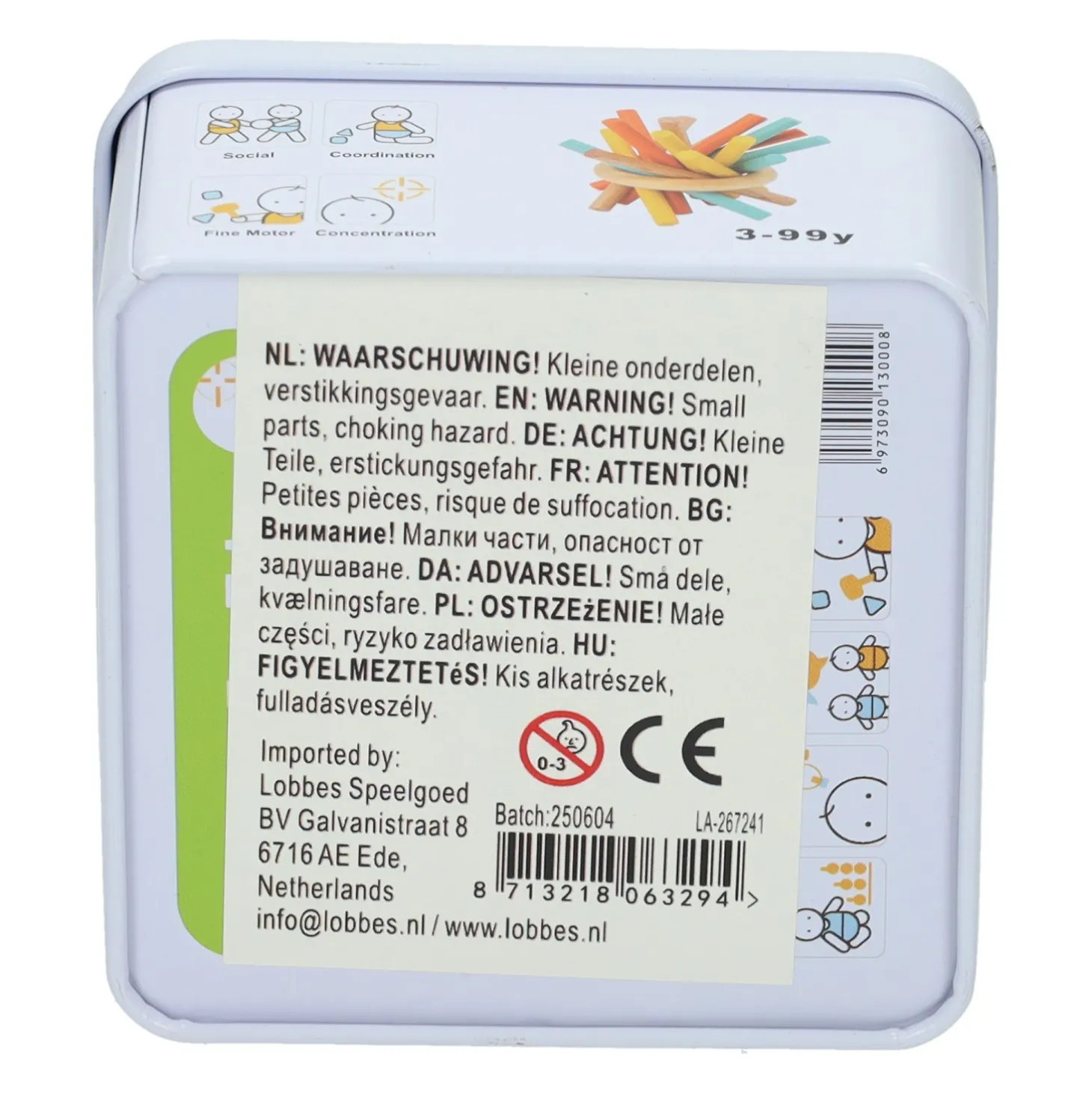 Houten Spelletje in Blikje - Ring Mikado