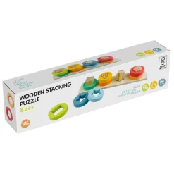 Houten Stapelpuzzel met Vormen, 9dlg.
