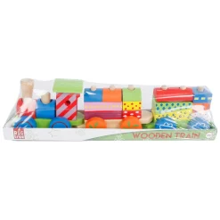 Houten Stapeltrein met 2 Wagons