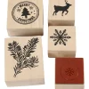 Houten Stempelset Kerstmis, 5dlg.