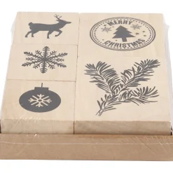 Houten Stempelset Kerstmis, 5dlg.