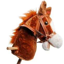 Houten Stokpaard met Geluid Bruin