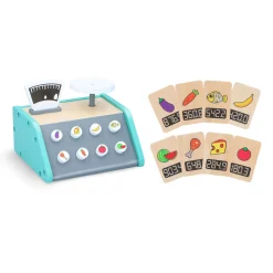 Houten Weegschaal met Kaartjes, 9dlg.