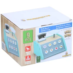 Houten Weegschaal met Kaartjes, 9dlg.