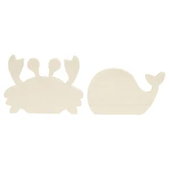 Houten Zeedieren Krab en Walvis, 2st.