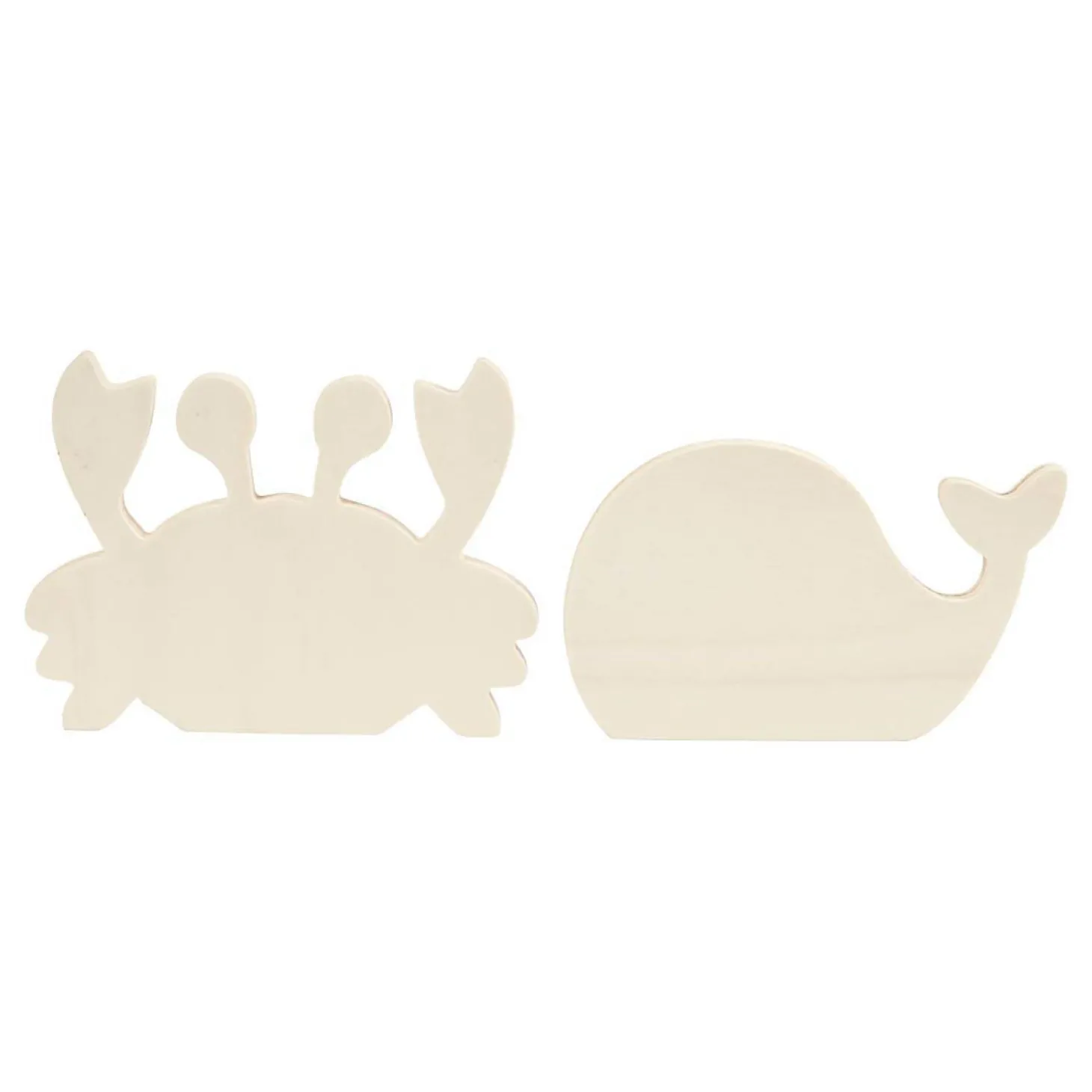 Houten Zeedieren Krab en Walvis, 2st.
