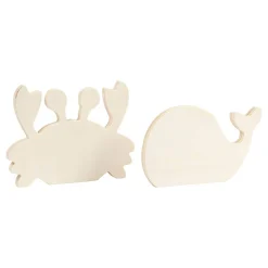 Houten Zeedieren Krab en Walvis, 2st.