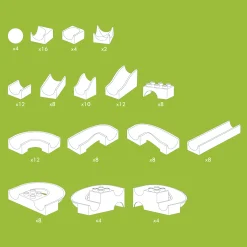 Hubelino Knikkerbaan Baanelementen - 128dlg.