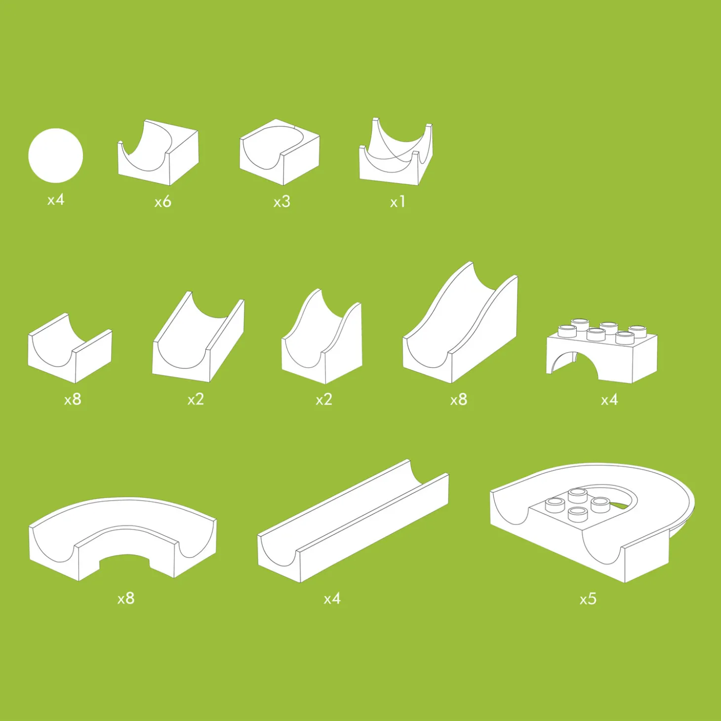 Hubelino Knikkerbaan Baanelementen - 55dlg.