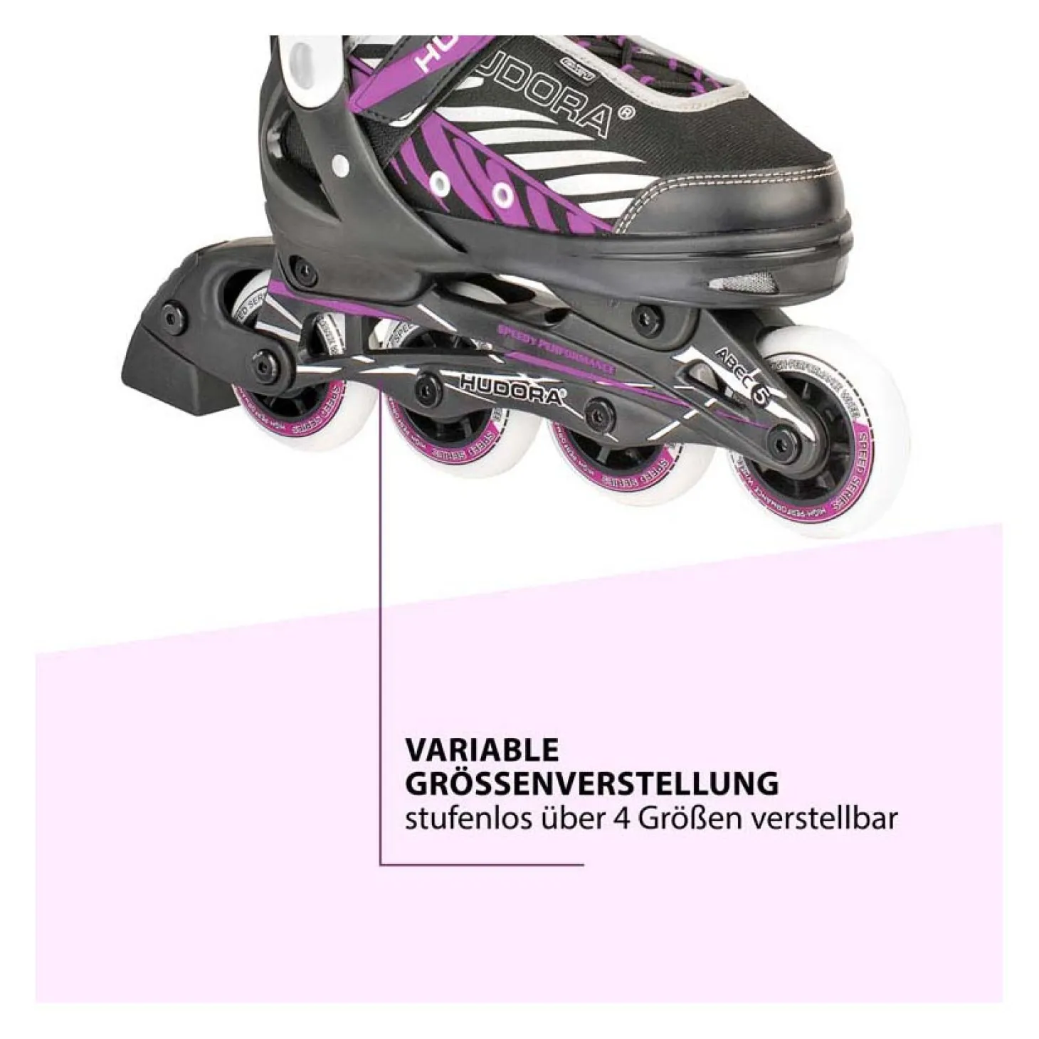 HUDORA Skeelers Mia Zwart/Paars, maat 37-40