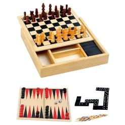 4-in1 Houten Spellendoos, 17cm