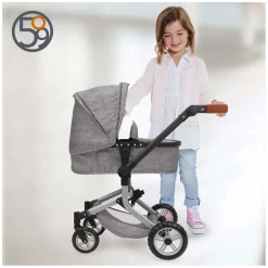 2-in-1 Poppenwagen met Tas - Grijs