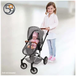 2-in-1 Poppenwagen met Tas - Grijs