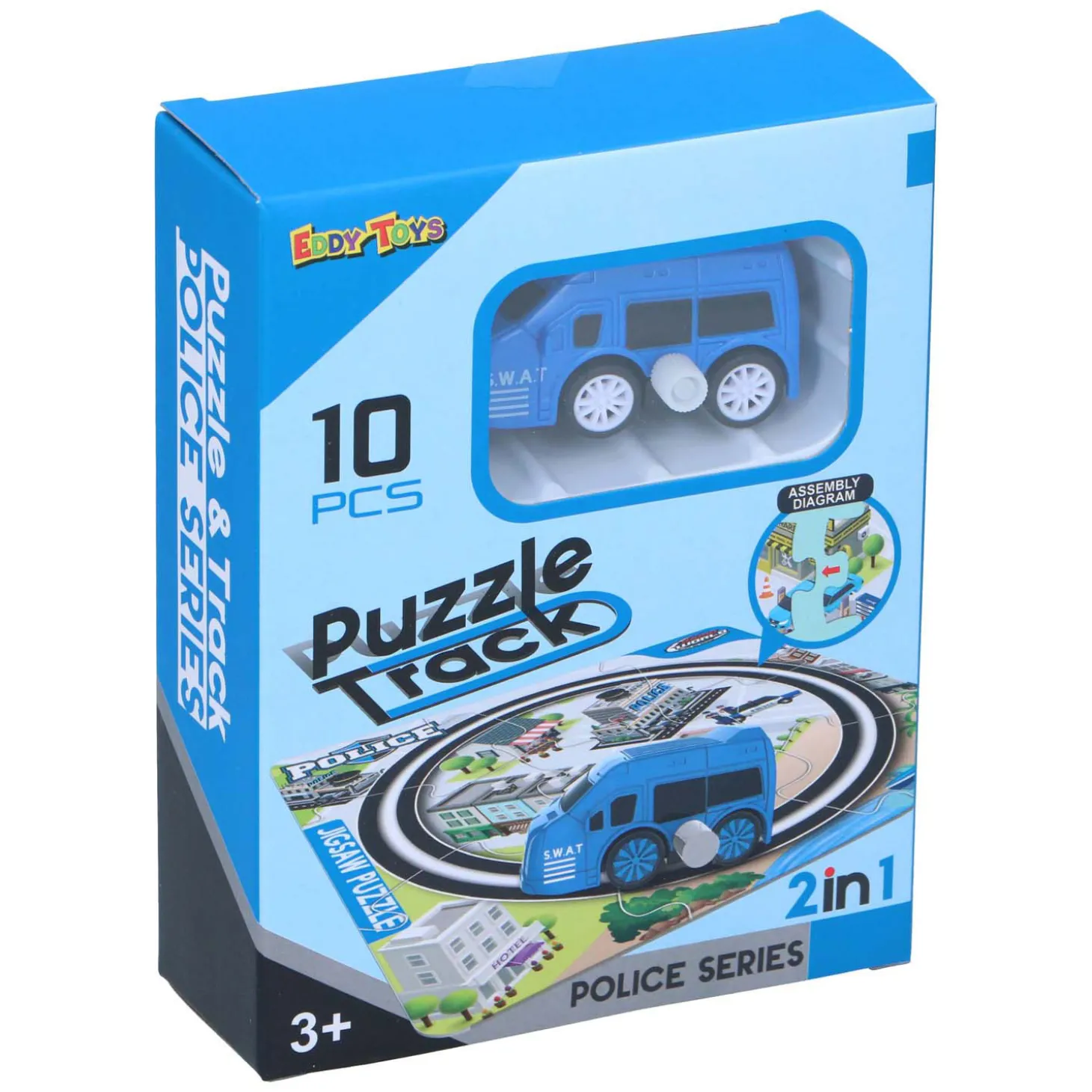 2-in-1 Spoorpuzzel met Auto, 9st.