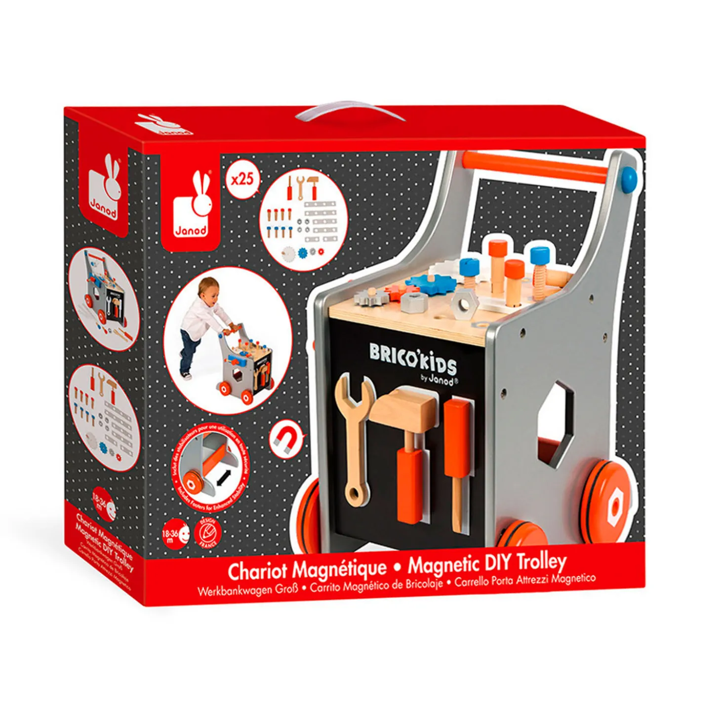 Janod Brico'kids - Magnetische DIY Trolley