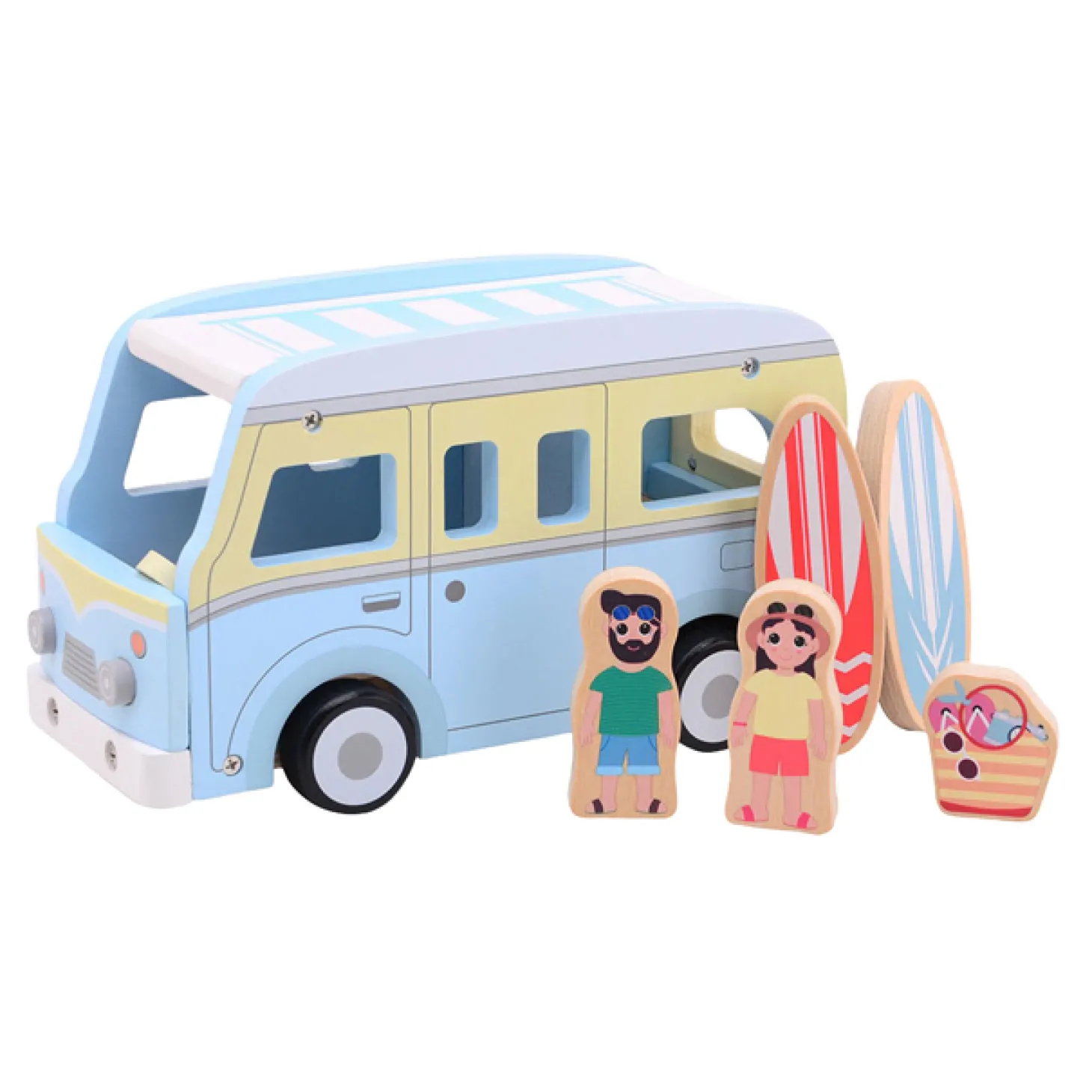 Joueco Houten Retro Strandbus met Accessoires