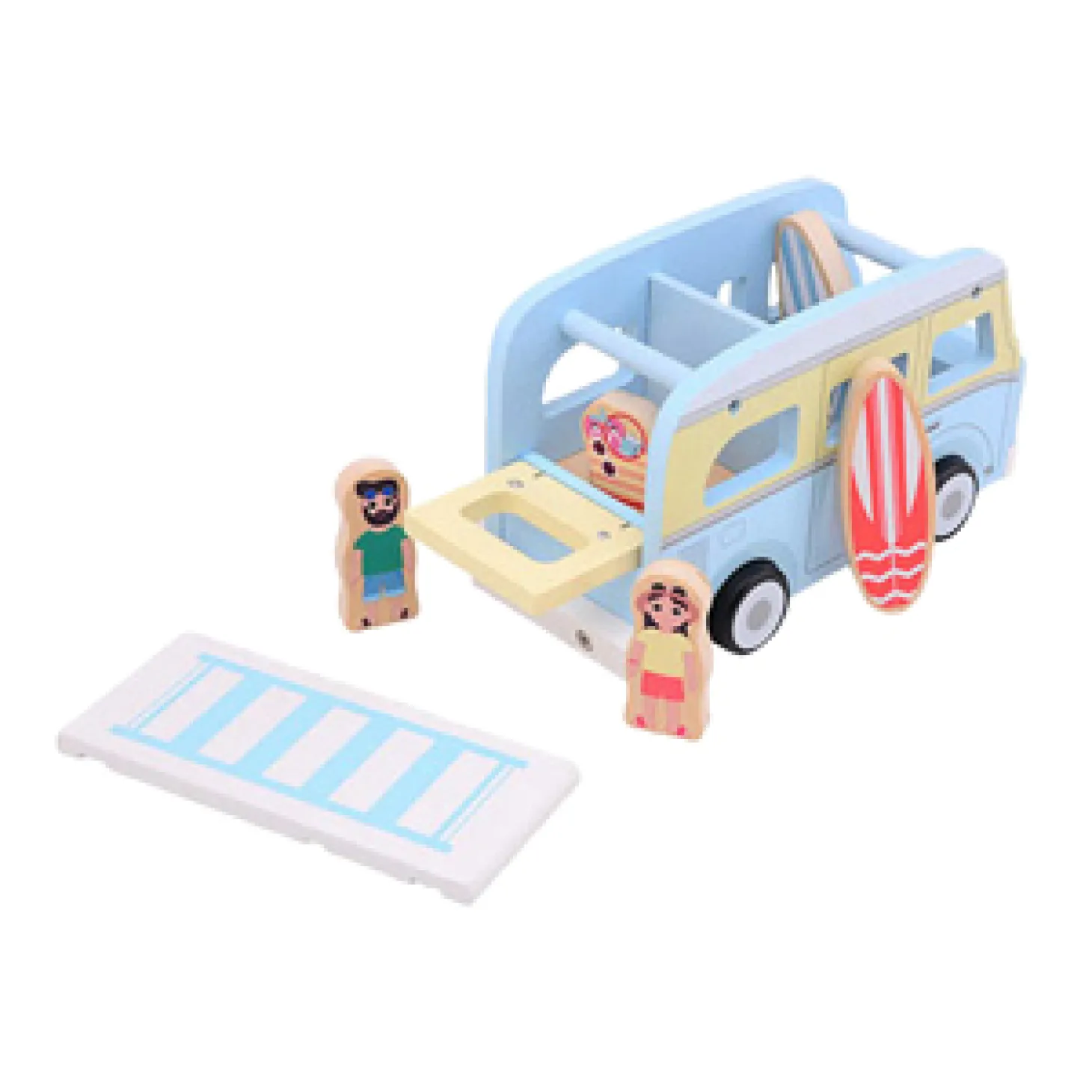 Joueco Houten Retro Strandbus met Accessoires