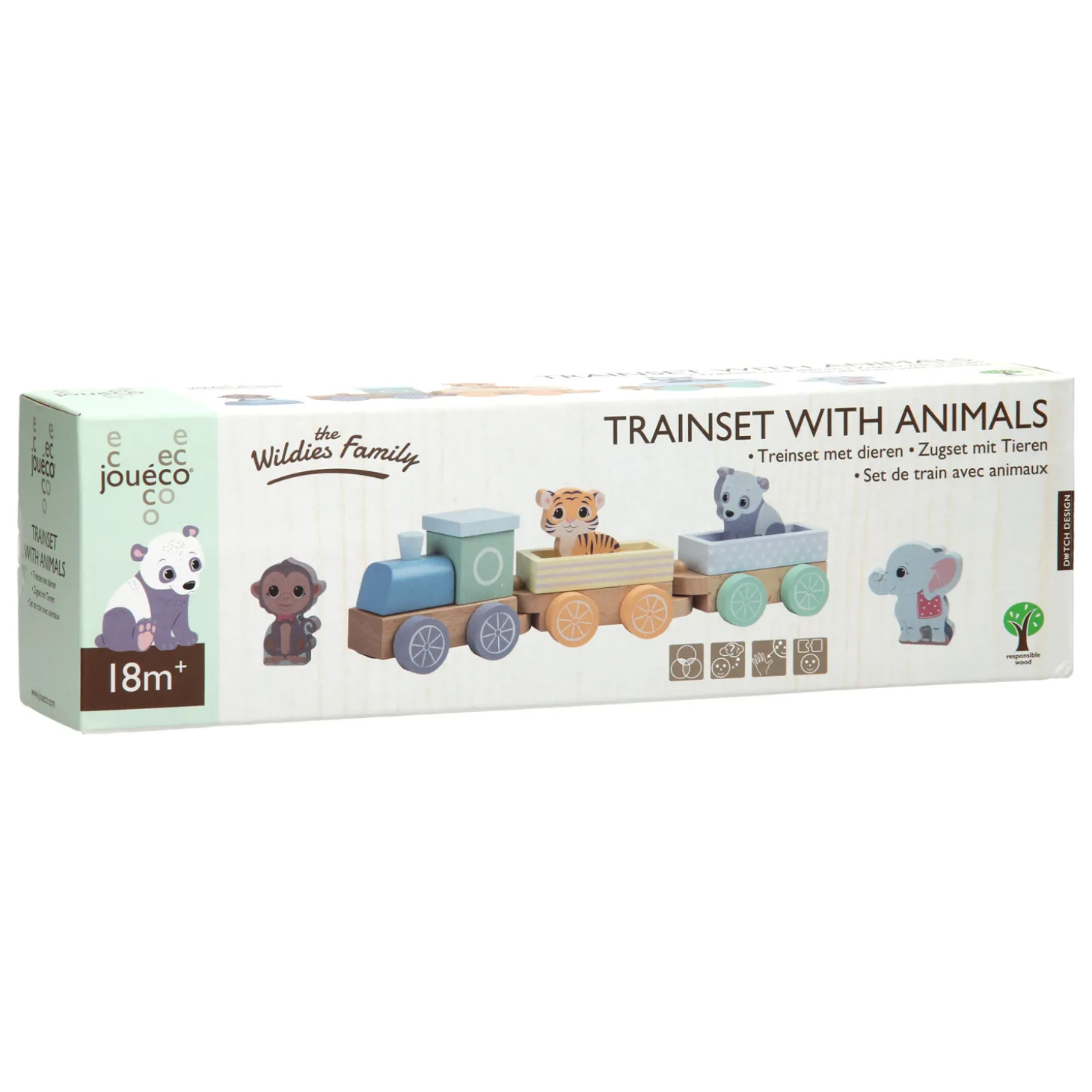 Joueco Houten Trein Wilde Dieren