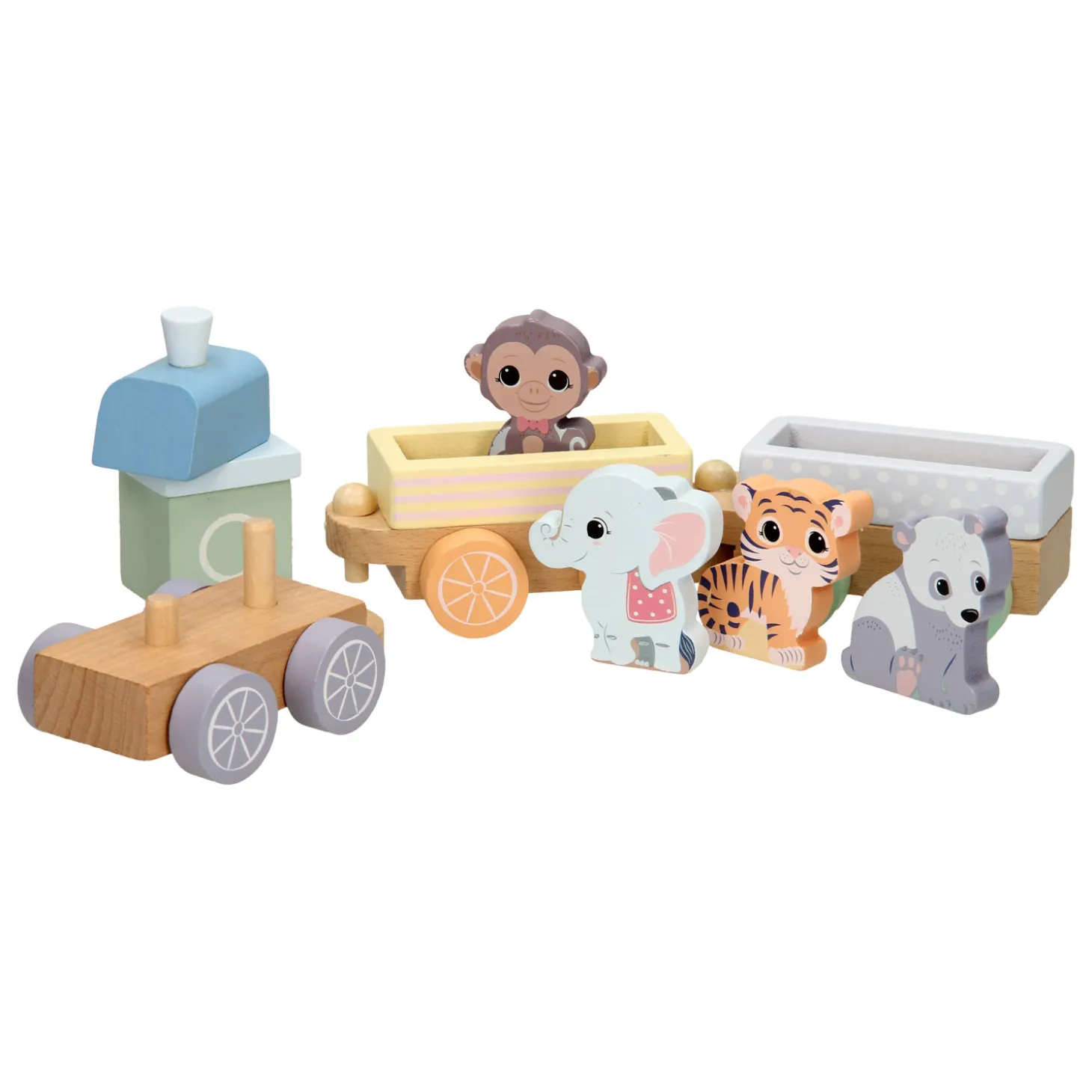 Joueco Houten Trein Wilde Dieren